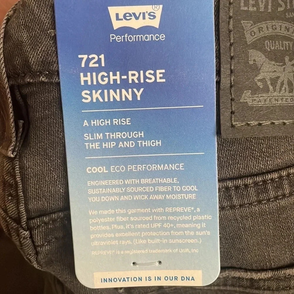 LEVIS performance 721 High Rise Skinny Jeans Size 6 ( 26 x 30 ) color charcoal - Picture 2 of 7